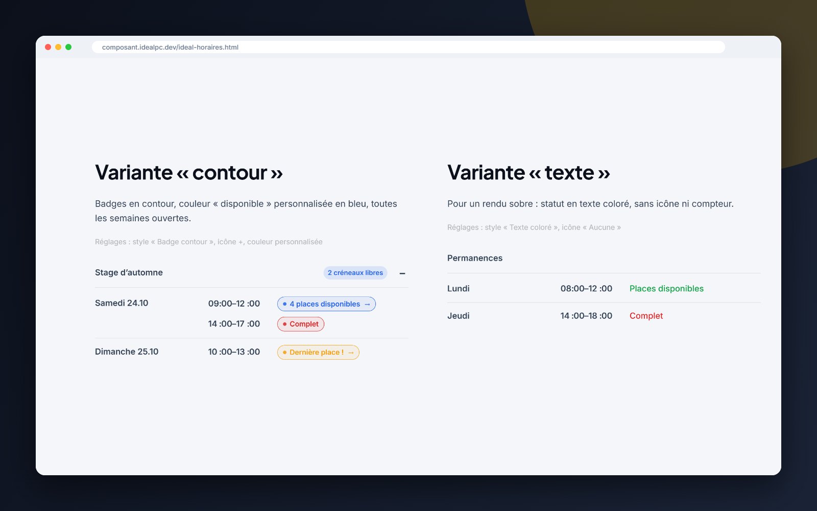 Variantes contour et texte