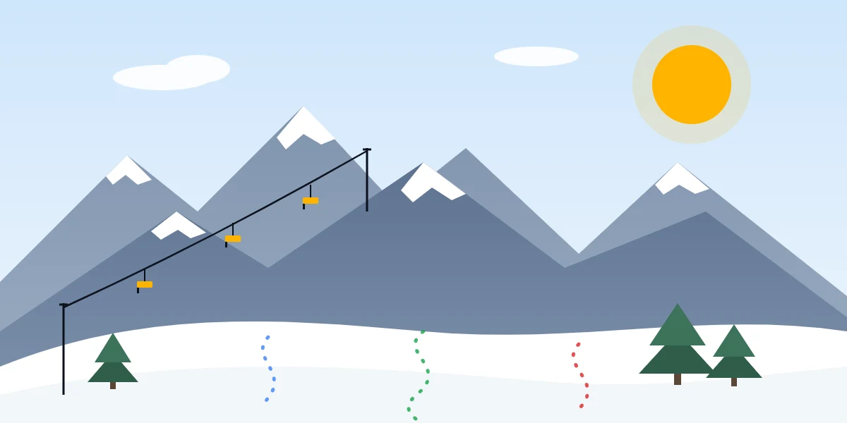 Illustration : domaine skiable avec télésiège et pistes