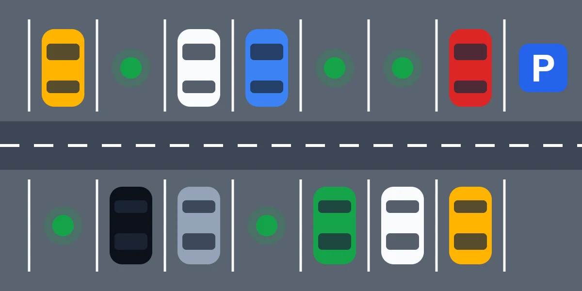 Illustration : parking vu du dessus avec places libres